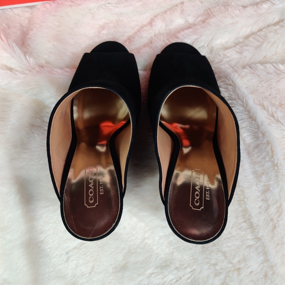 Coach Hollie Suede Slip On Open Toe Wedge Mule - Picture 7 of 12
